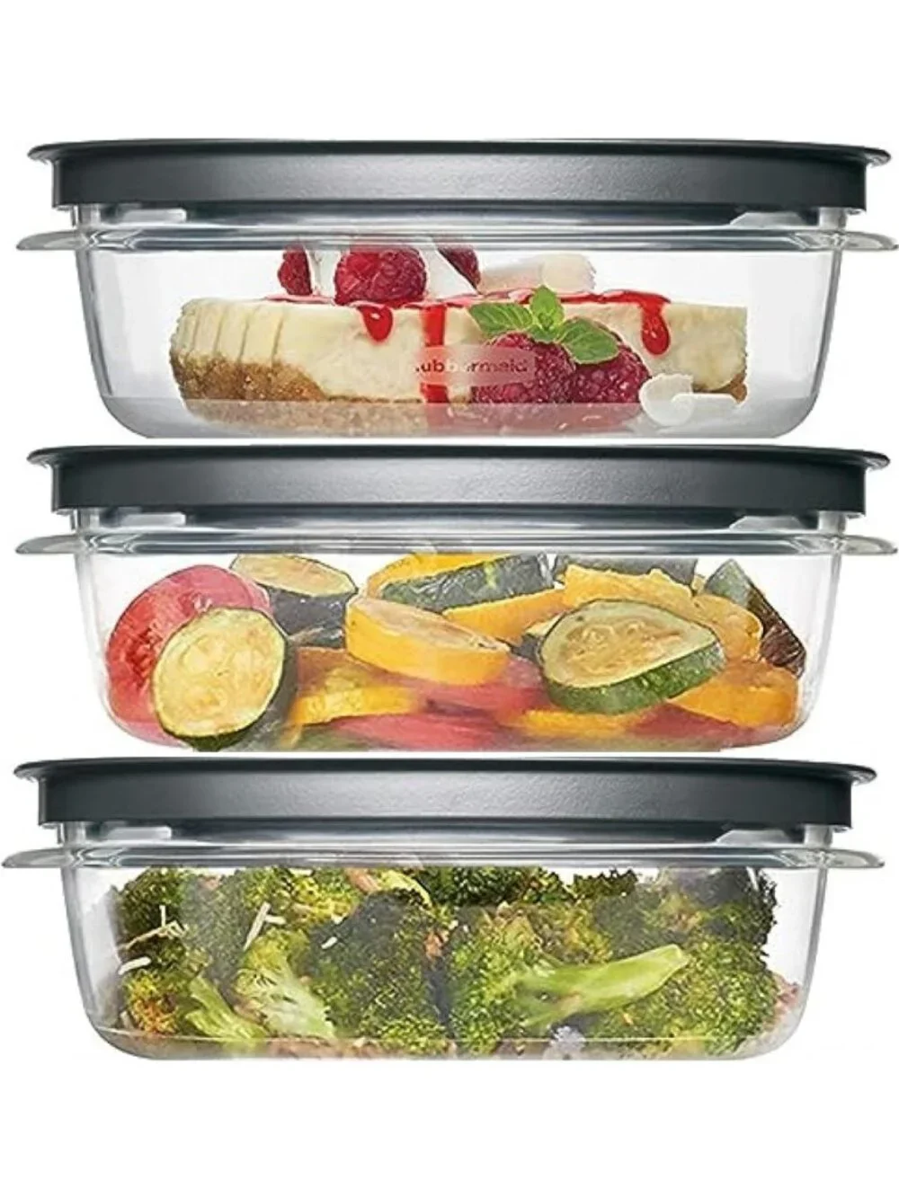 3-Cup Flex & Seal Food Storage Set - 6 Piece Tritan Container Bundle, Grey Lids
